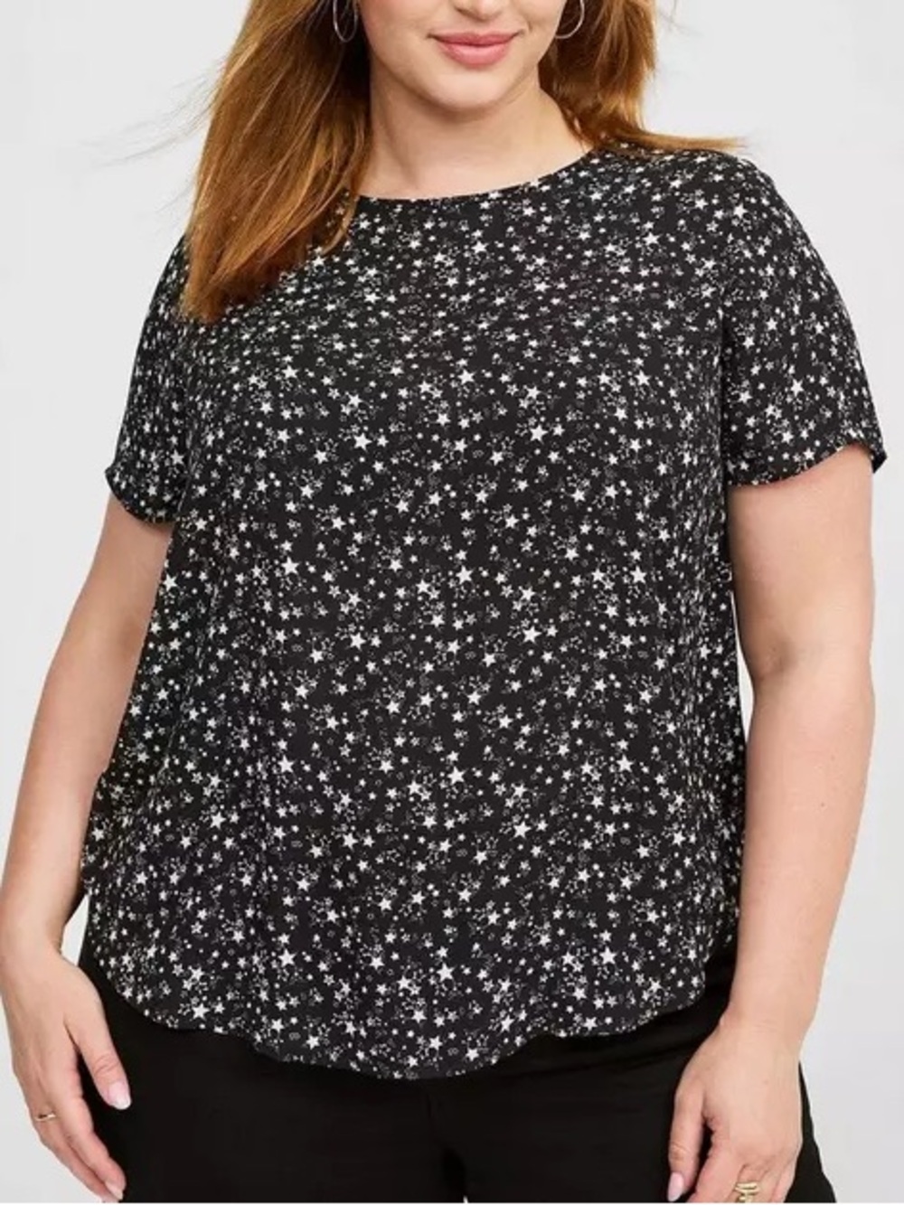 ⭐ NWT Torrid Abbey Georgette Blouse | Size 1X (14/16) | Black Star Print ⭐